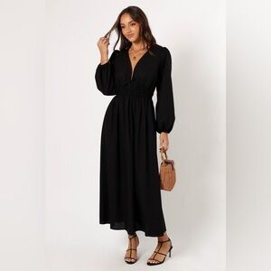 Petal And Pup Cece Long Black Dress Maxi Linen.  Size Medium